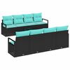 vidaXL Sofa S&aelig;t 7 stk. 6-Antal s&aelig;der Sort og Lys Bl&aring; polyrattan