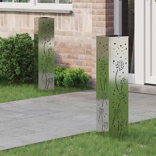 vidaXL Solar LED sti lys 2 pcs Rusten Galvaniseret