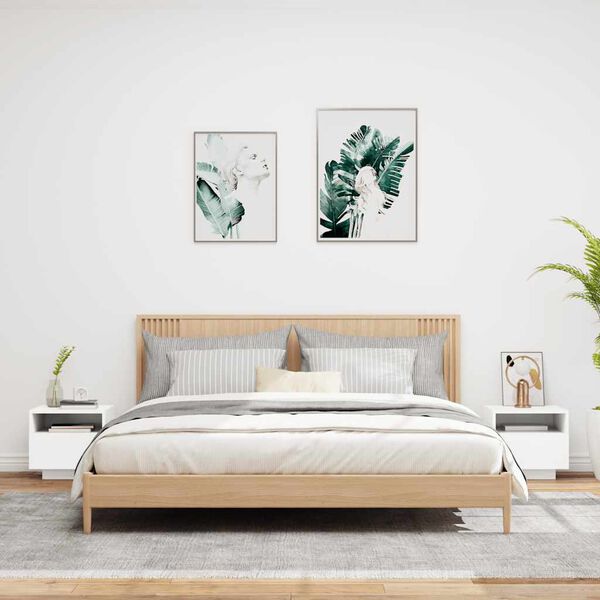 vidaXL sengeborde 2 stk. med LED-lys 40x39x37 cm hvid