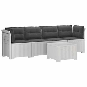 vidaXL 4-personers have-sofa med puder i rattan-look PP Hvid