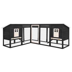 vidaXL udendørs kaninbur med løbegård massivt fyrretræ grå og hvid