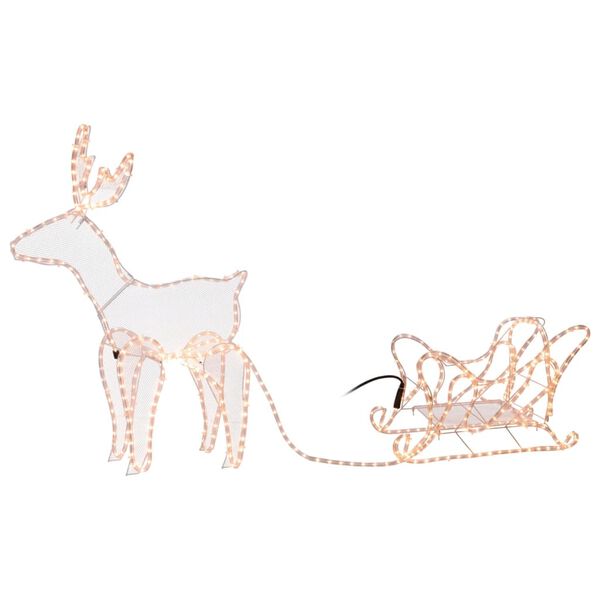 Ambience juledekoration med lysk&aelig;de rensdyr og kane 14 m