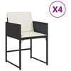 vidaXL havestole med hynder 4 stk. polyrattan sort