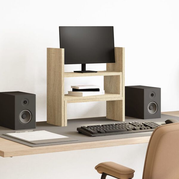 vidaXL hylde til skrivebord 40x17x41 cm konstrueret tr&aelig; sonoma-eg