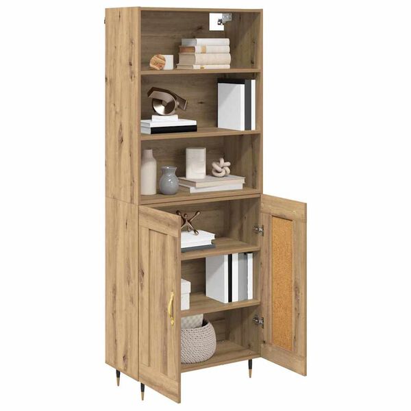 vidaXL Highboard Artisan Egetr&aelig; 69,5 x 34 x 180 cm Konstrueret tr&aelig;