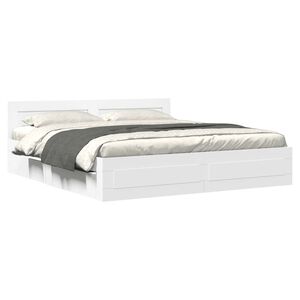 vidaXL Sengeramme med hovedg&aelig;rde uden madras Hvid 200x200 cm