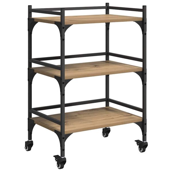 vidaXL K&oslash;kkenvogn Artisan Egetr&aelig; 50 x 35 x 75.5 cm Konstrueret tr&aelig;