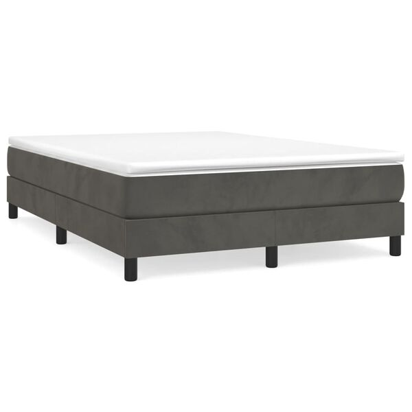 vidaXL Boxspring sengeramme Mørkegrå 140x190 cm Fløjl