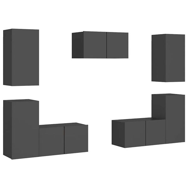 vidaXL tv-skabss&aelig;t 7 dele konstrueret tr&aelig; gr&aring;