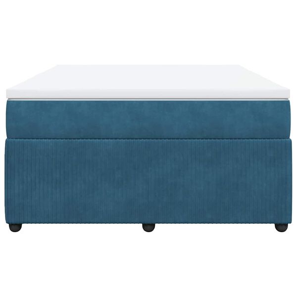 vidaXL kontinentalseng med madras 160x200 cm fl&oslash;jl m&oslash;rkebl&aring;