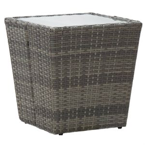 vidaXL tebord 41,5x41,5x43 cm h&aelig;rdet glas og polyrattan gr&aring;