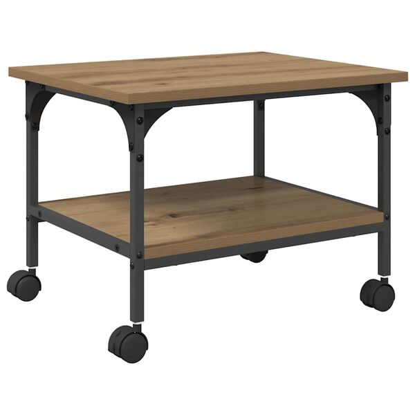 vidaXL Printerstand Artisan Egetræ 50 x 40 x 38 cm Konstrueret træ