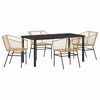 vidaXL Have Spisebordss&aelig;t 5 stk. Brun polyrattan