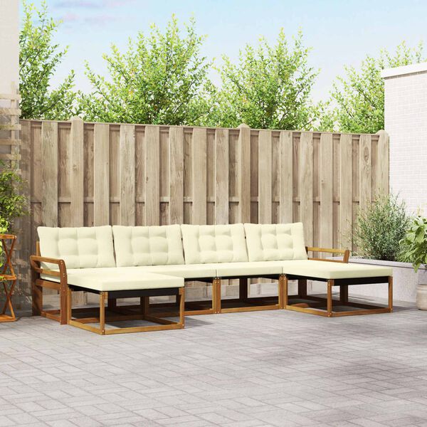 vidaXL Udend&oslash;rs sofagruppe med pude 6 pcs Naturlig og Fl&oslash;de