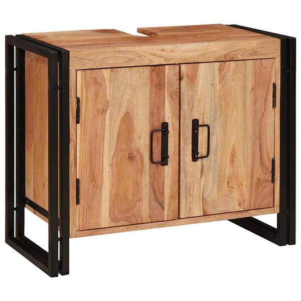 vidaXL Vaskeskab med hylde Brun 71 x 33 x 58 cm Massivt Akacietr&aelig;