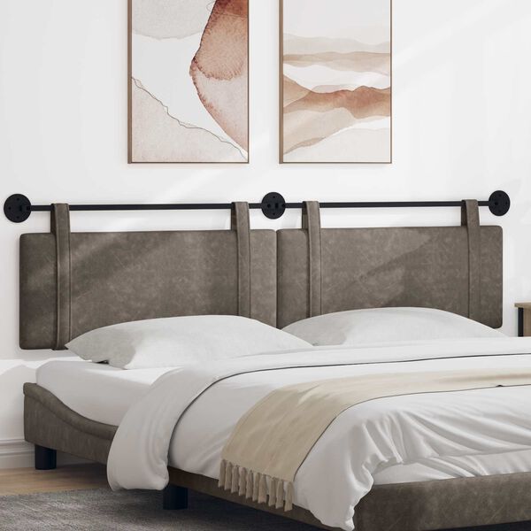 vidaXL H&aelig;ngende Hovedgavl V&aelig;gmonteret Gr&aring; 210 x 55 x 5 cm Antik PU