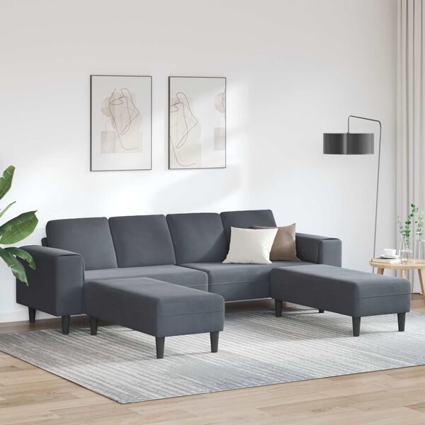 vidaXL Stue Sofa 3 pcs M&oslash;rkegr&aring;
