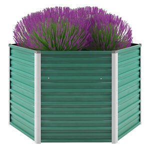 vidaXL forh&oslash;jet plantekasse 129x129x77 cm galvaniseret st&aring;l gr&oslash;n