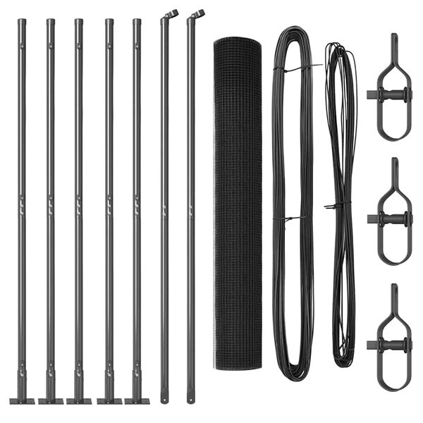 vidaXL Hegnspæl Grå 10 x 1,2 m (25 x 25 mm maske) Stål og PVC