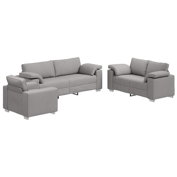 vidaXL Sofa 3 pcs Skygr&aring; 219 x 80 x 82 cm Linned-blandet stof