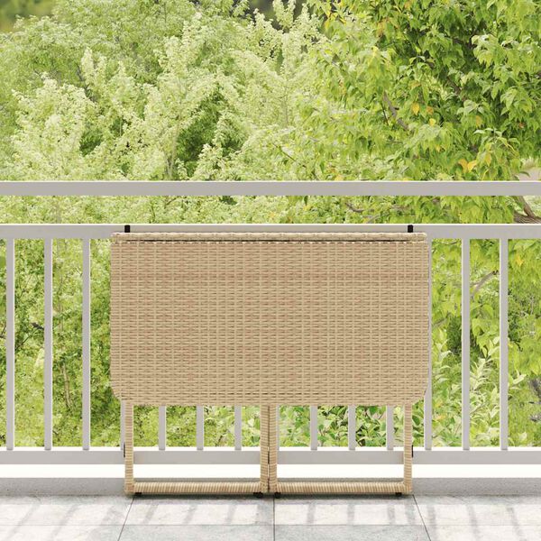 vidaXL foldbart havebord 90x51x75 cm polyrattan beige