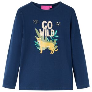 vidaXL Lang&aelig;rmet T-shirt til b&oslash;rn str. 128 marinebl&aring;