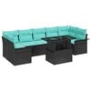 vidaXL Havesofa S&aelig;t med pude 8 pcs Sort Poly rattan