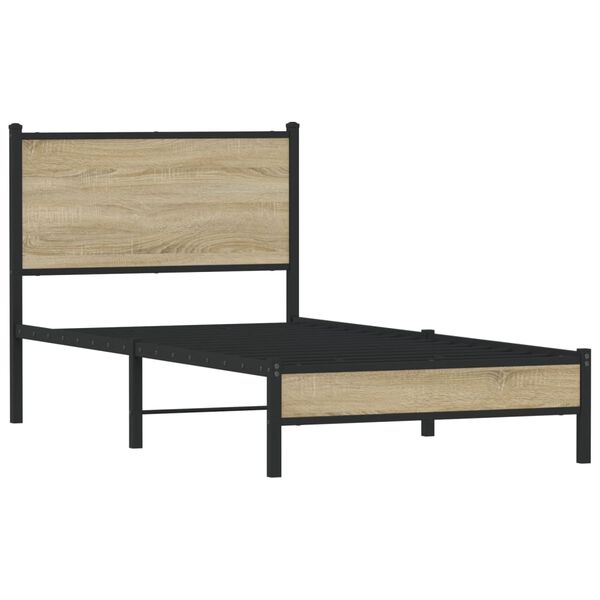 vidaXL sengeramme uden madras 90x200 cm metal sonoma-eg