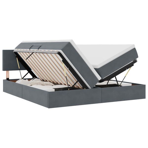 vidaXL Seng med LED -strimmellys M&oslash;rkegr&aring; 180 x 200 cm Fl&oslash;jl