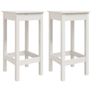 vidaXL barstole 2 stk. 40x40x78 cm massivt fyrretr&aelig; hvid
