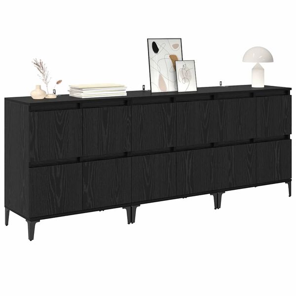 vidaXL Sideboards 3 pcs Sort eg 60 x 35 x 70 cm Konstrueret tr&aelig;