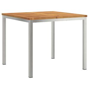 vidaXL Spisebord 90x90x75 cm Massiv akacietr&aelig; og rustfrit st&aring;l