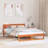 vidaXL Sengestel med hovedg&aelig;rde Voks brun 140 x 200 cm Massiv fyrretr&aelig;