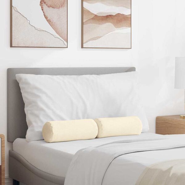 vidaXL Bolsterpuder 2 pcs Creme Ø 15 x 40 cm Velourstof