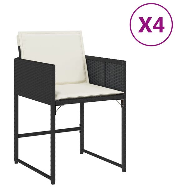 vidaXL havestole med hynder 4 stk. polyrattan sort