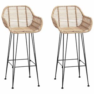 vidaXL Barstol 2 stk. Naturfarvet 55 x 52 x 105 cm Rattan og Jern