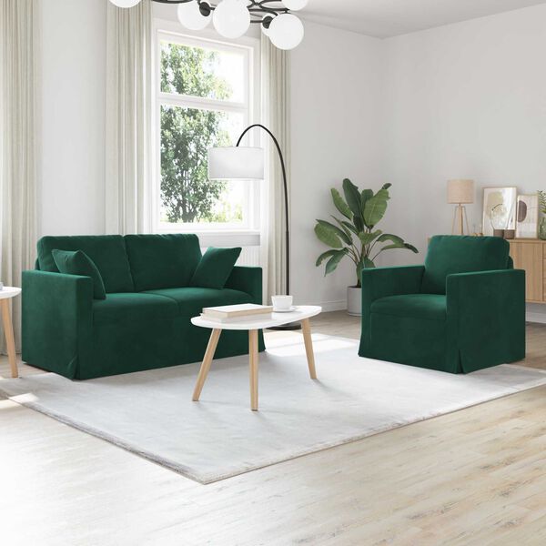 vidaXL Sofa 2 pcs M&oslash;rkegr&oslash;n