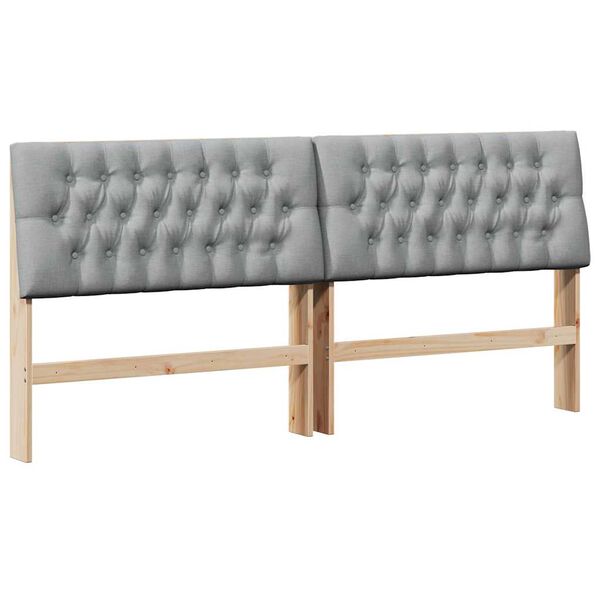 vidaXL Polstret sengegavl Lysegrå 180 cm Massiv fyrretræ