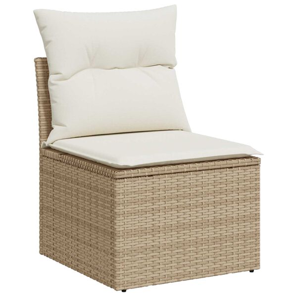 vidaXL Sofa S&aelig;t med pude 9 pcs Beige Poly Rattan