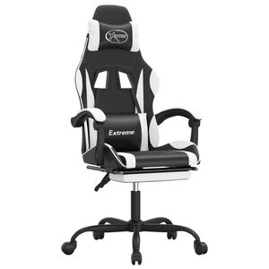 vidaXL drejelig gamingstol med fodst&oslash;tte kunstl&aelig;der sort og hvid