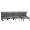 vidaXL loungesæt til haven 6 dele med hynder polyrattan grå