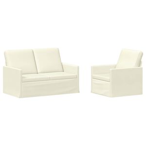 vidaXL Sofa S&aelig;t 2 pcs Cremefarvet Velourstof