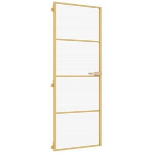 vidaXL indvendig d&oslash;r 76x201,5 cm h&aelig;rdet glas og aluminium guldfarvet