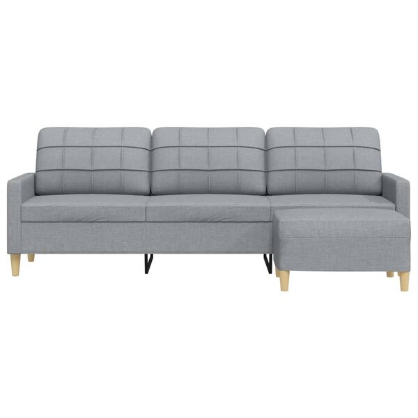 vidaXL 3-personers sofa med fodskammel 210 cm stof Lysegrå