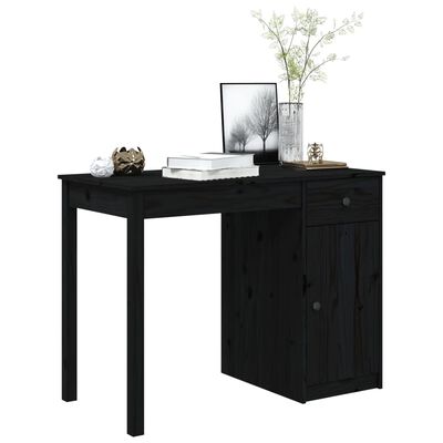 vidaXL skrivebord 100x50x75 cm massivt fyrretræ sort