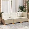 vidaXL 3-personers havesofa med hynder polyrattan beige
