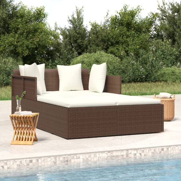 vidaXL solseng med hynder 182x118x63 cm polyrattan brun