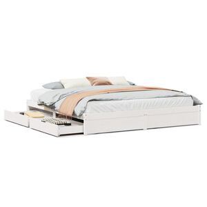 vidaXL sengeramme uden madras 200x200 cm massivt fyrretr&aelig; hvid