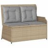 vidaXL haveb&aelig;nk med hynder og l&aelig;nefunktion polyrattan beige