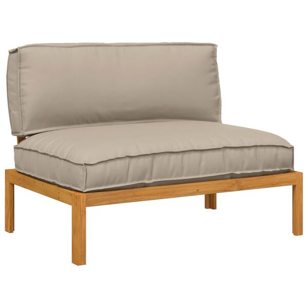 vidaXL Sofa S&aelig;t med pude Gr&aring;brun 120 x 92 x 69 cm Massivt Akacietr&aelig;